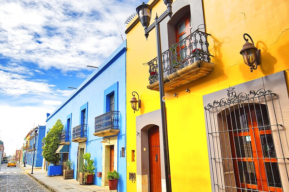 Oaxaca city, Scenic old city streets and colorful colonial buildings in historic city center