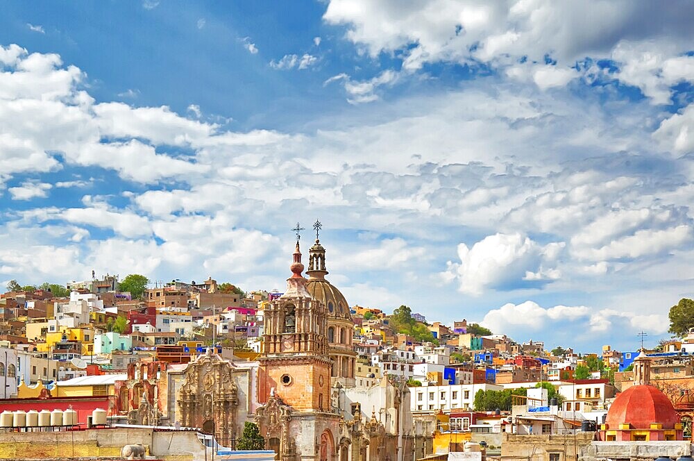 Guanajuato, Mexico, scenic colorful old town streets, Central America