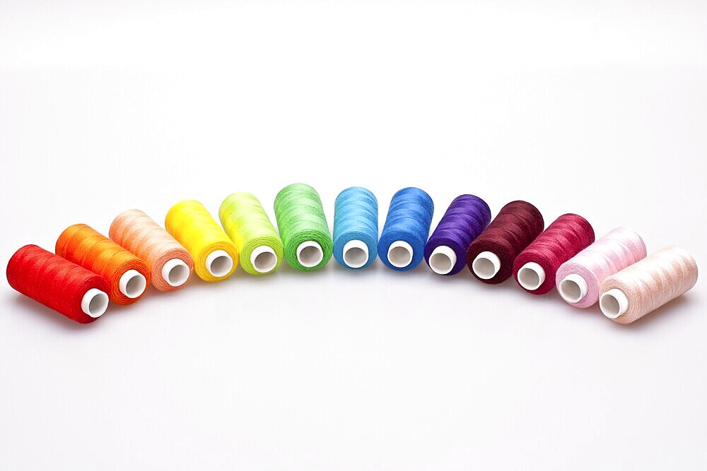 Multi-coloured rainbow threads for sewing