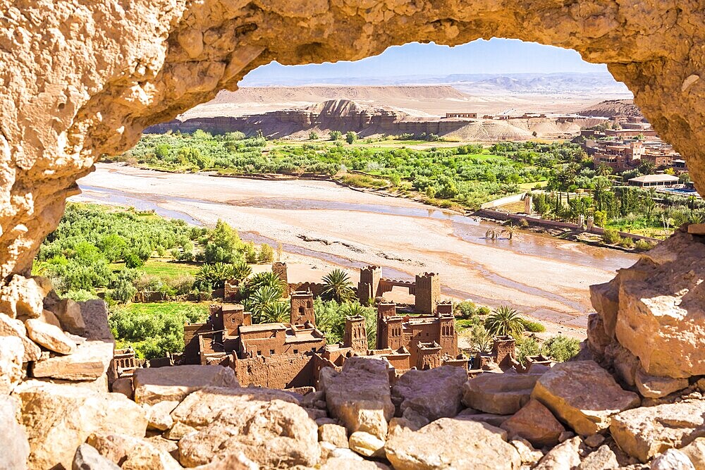 View of Ait Benhaddou Kasbah, Ait Ben Haddou, Ouarzazate, Morocco, Africa