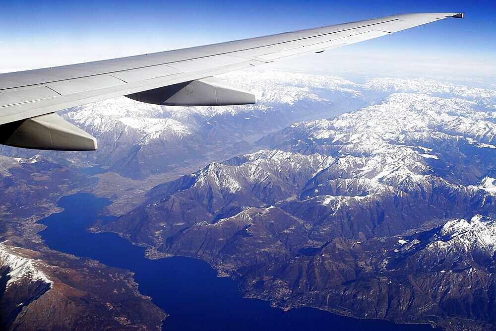 View from a plane, Alps, Lake Garda, Italy, Europe
