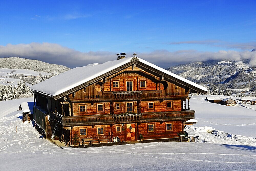 Old farm, log cabin, Gruberberg, Hopfgarten, Kitzbüheler Alps, Tyrol, Austria, Europe