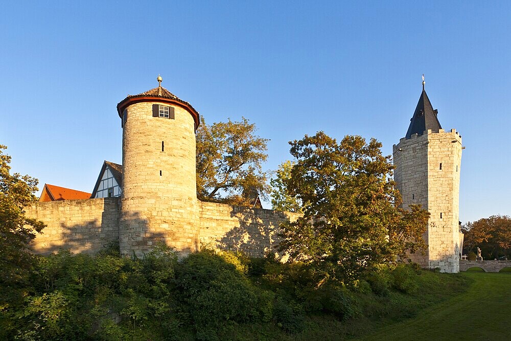 Historic fortifications, battlements, ramparts, Muehlhausen, Thuringia, Germany, Europe