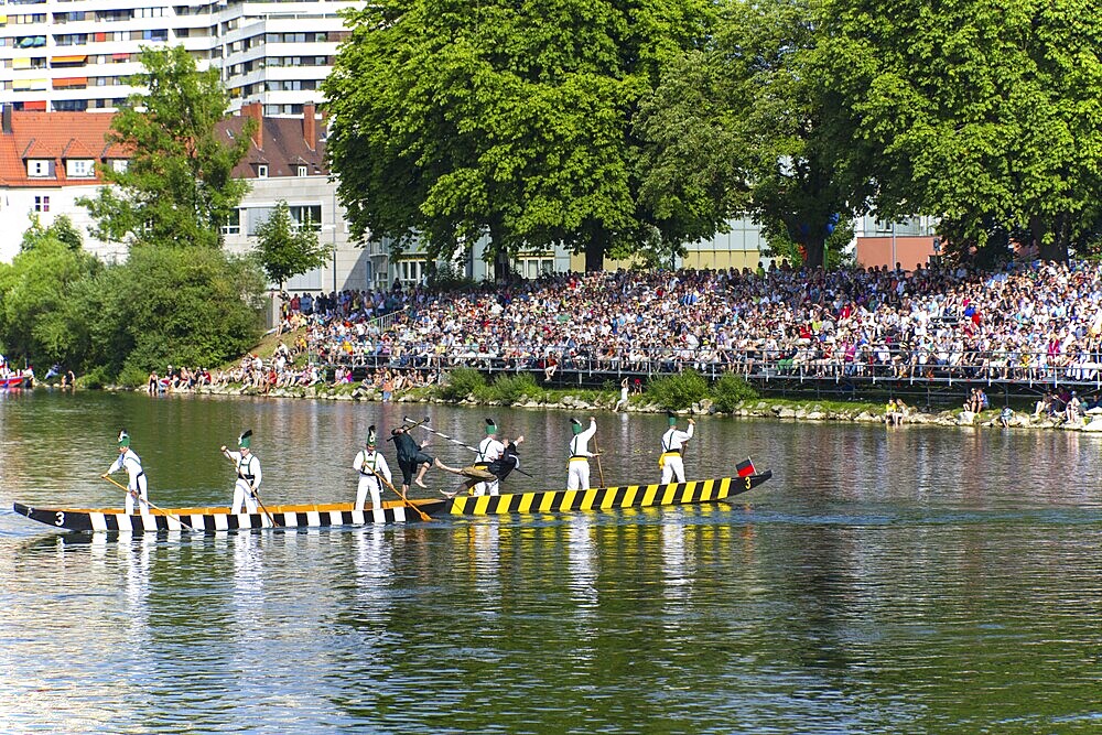 Fischerstechen on the Danube, old custom in Ulm, Swabian Alb, Baden-Württemberg, Germany, Europe