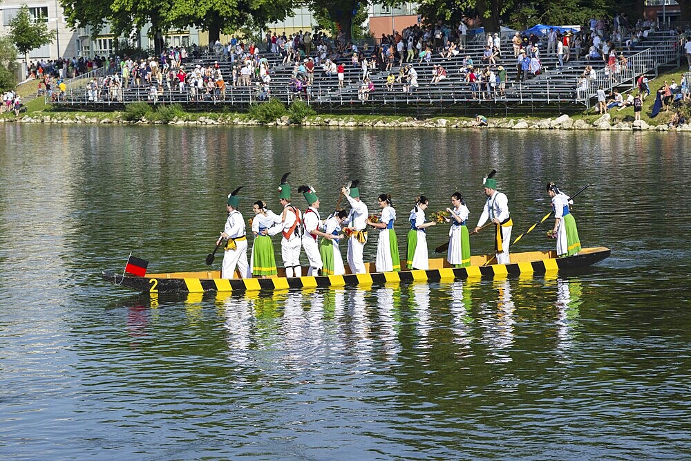 Fischerstechen on the Danube, old custom in Ulm, Swabian Alb, Baden-Württemberg, Germany Europe