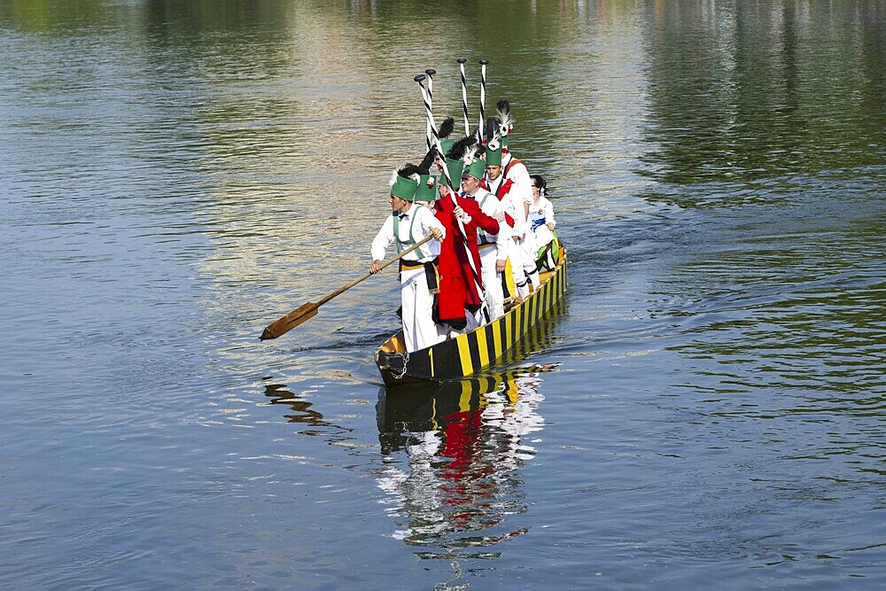 Fischerstechen on the Danube, old custom in Ulm, Swabian Alb, Baden-Württemberg, Germany, Europe