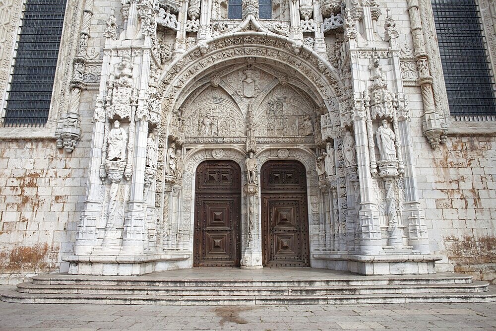South Portal to Jeronimos Monastery in Lisbon, Portugal, Europe