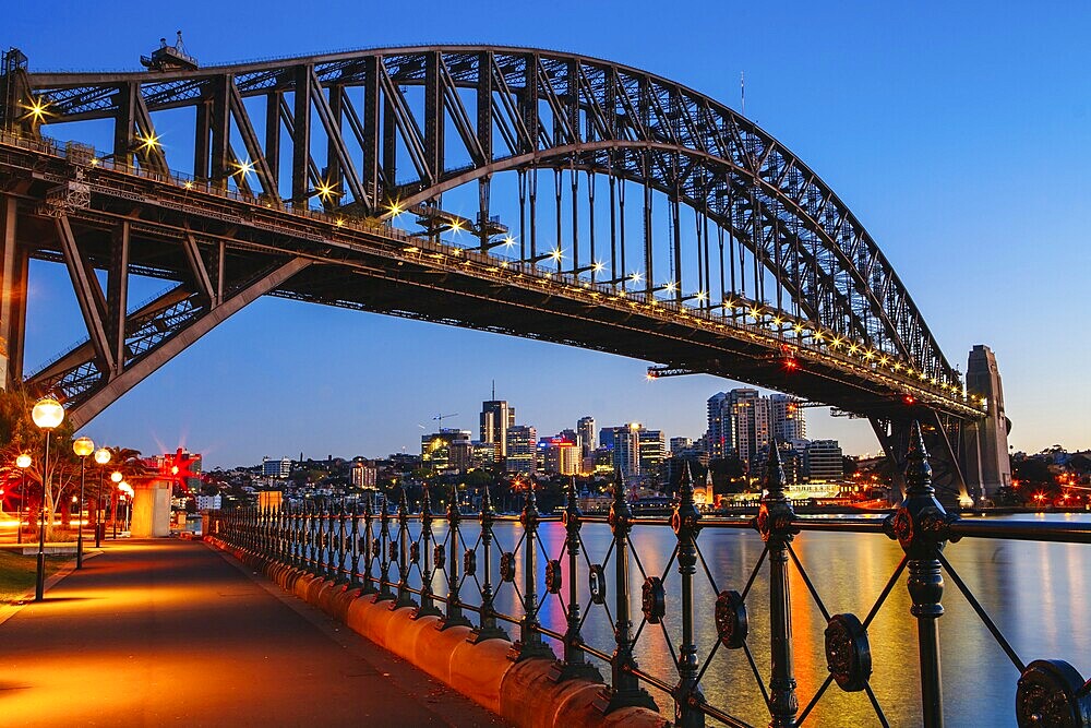Sydney Harbour Bridge at dusk in Sydney, Australia, Oceania