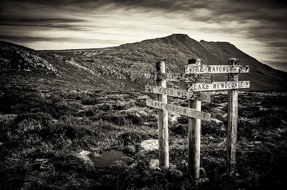 Sign posts at Mt Field National Park, Tasmania, Australia, Oceania