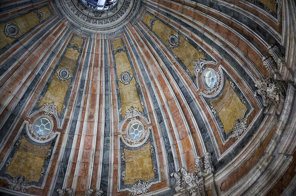 Inside view of (Cupula) of Estrela Basilica in Lisbon, Portugal, Europe