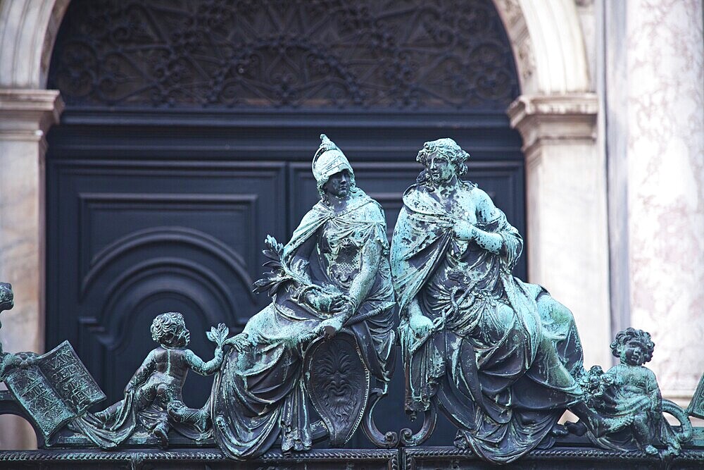 Statues near San Marco Campanile, Venice, Italy, Europe