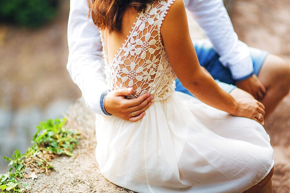 Newlyweds hug each other in Montenegro. Wedding in Montenegro