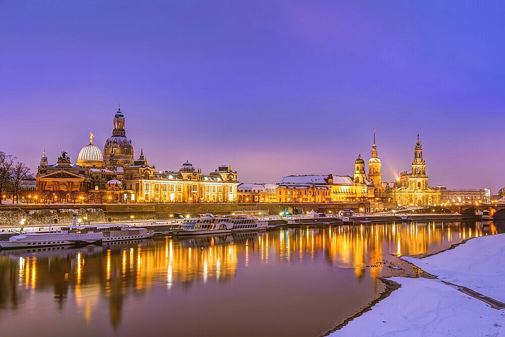 Dresden historic skyline in the old town in winter