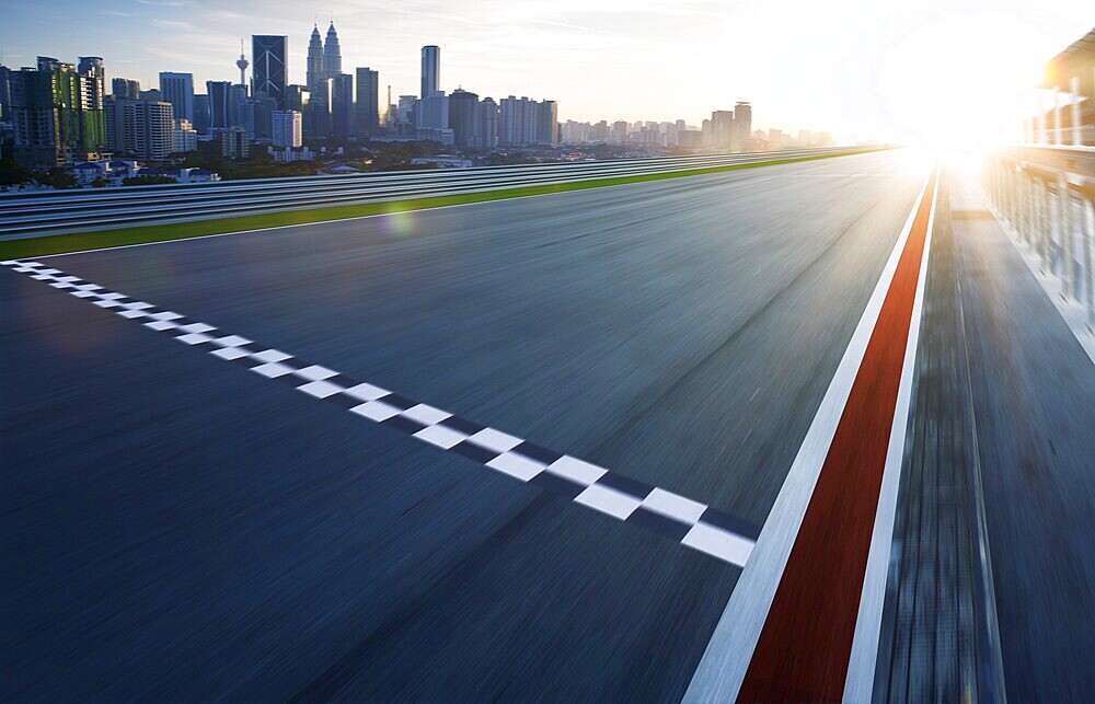 Motion blurred racetrack, cold mood