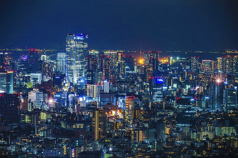 Tokyo night view seen from the observation deck of the Tokyo Metropolitan Government Building. Shooting Location: Tokyo metropolitan area