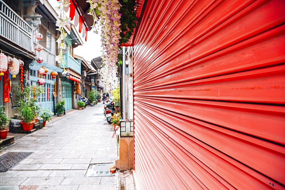 Shennong Street, vintage style shop and cafe street in Tainan, Taiwan, Asia
