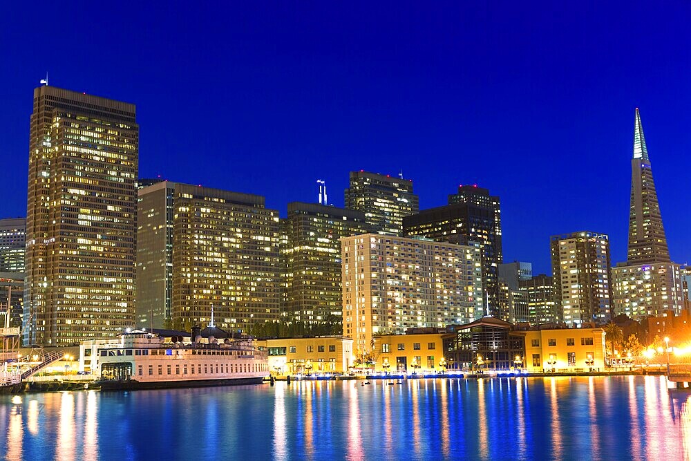 San Francisco sunset skykine from Pier 7 in California USA