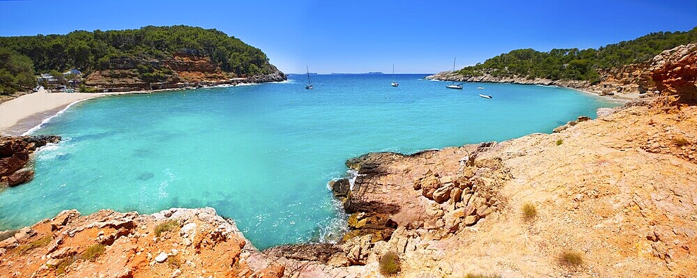 Ibiza cala Salada and Saladeta in san Antonio Abad at Balearic Islands Spain