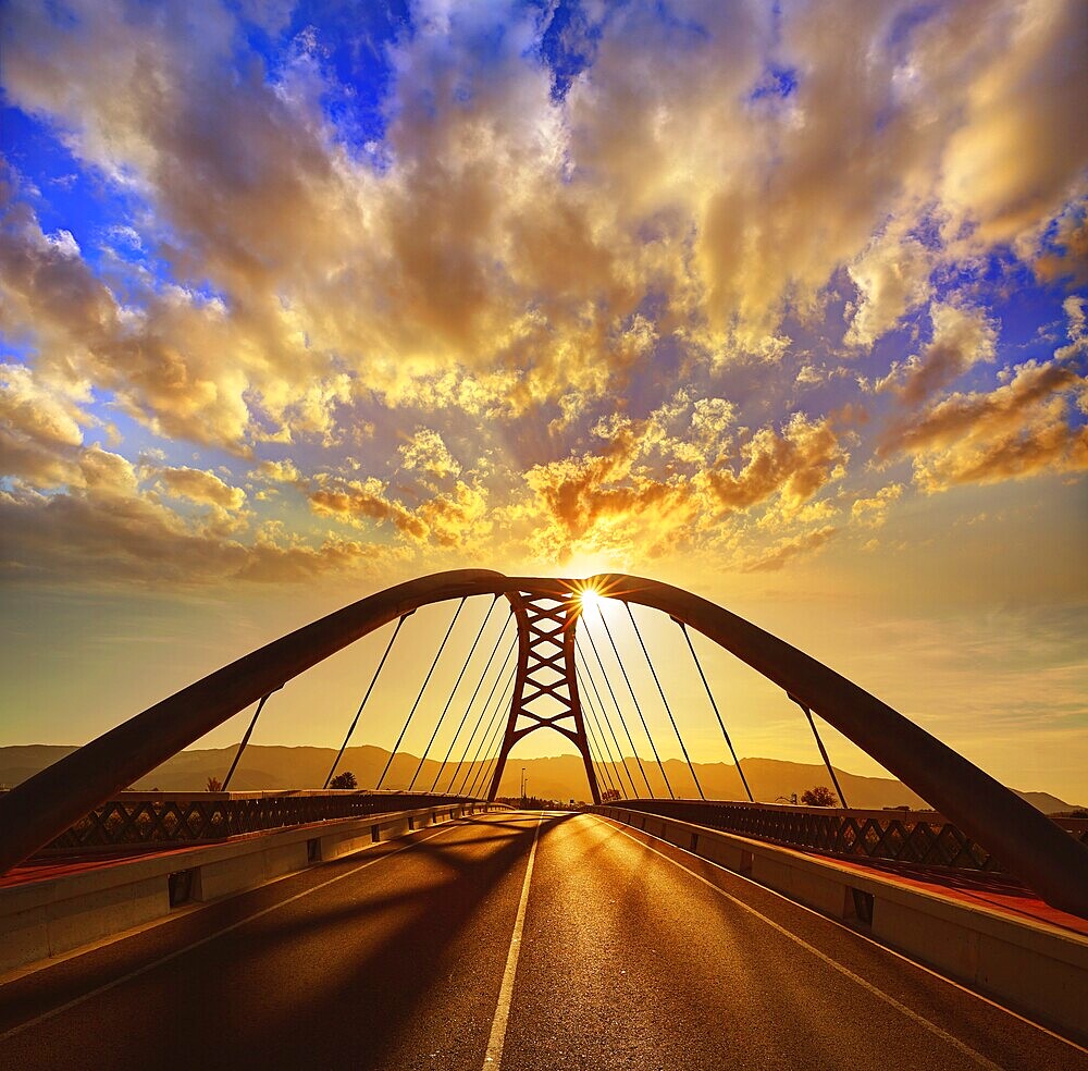 Cullera bridge over Xuquer Jucar river of Valencia at Spain