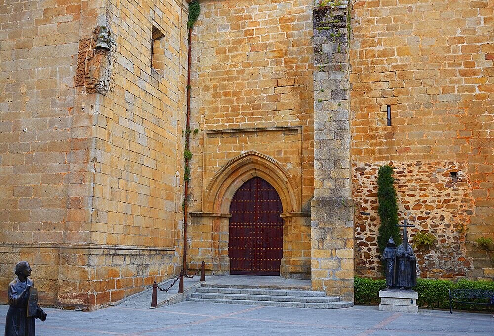 Caceres San Juan church square in Spain Extremadura