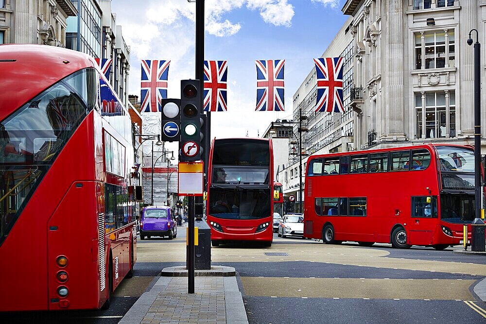 London bus Oxford Street W1 Westminster in UK England