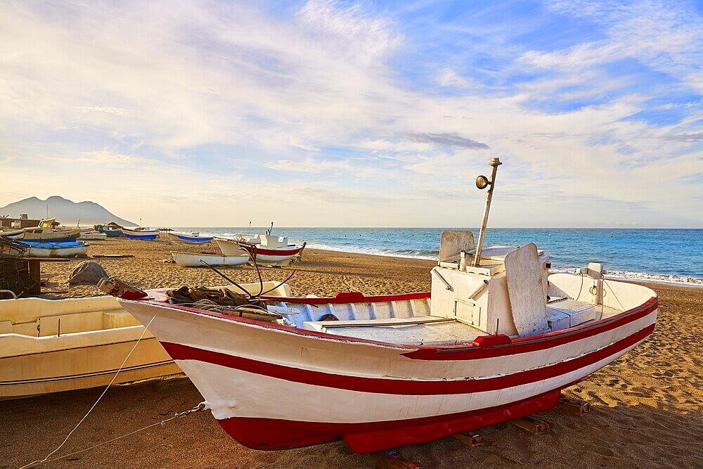 Almeria Cabo de Gata San Miguel beach boats in Spain
