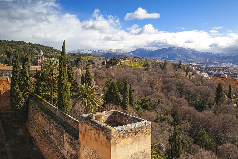 View from famous Alhambra palace in Grenada in Spain