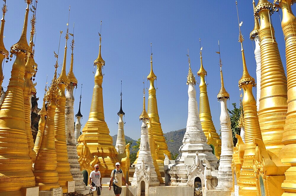Pagoda field, inlesee, myanmar