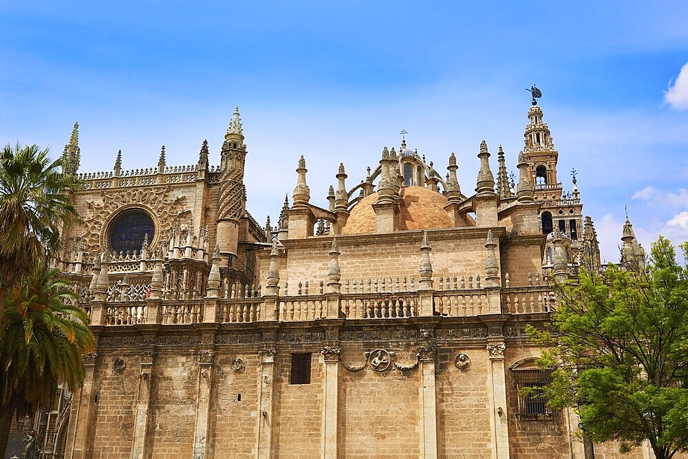 Seville cathedral facade of Sevilla Andalusia Spain