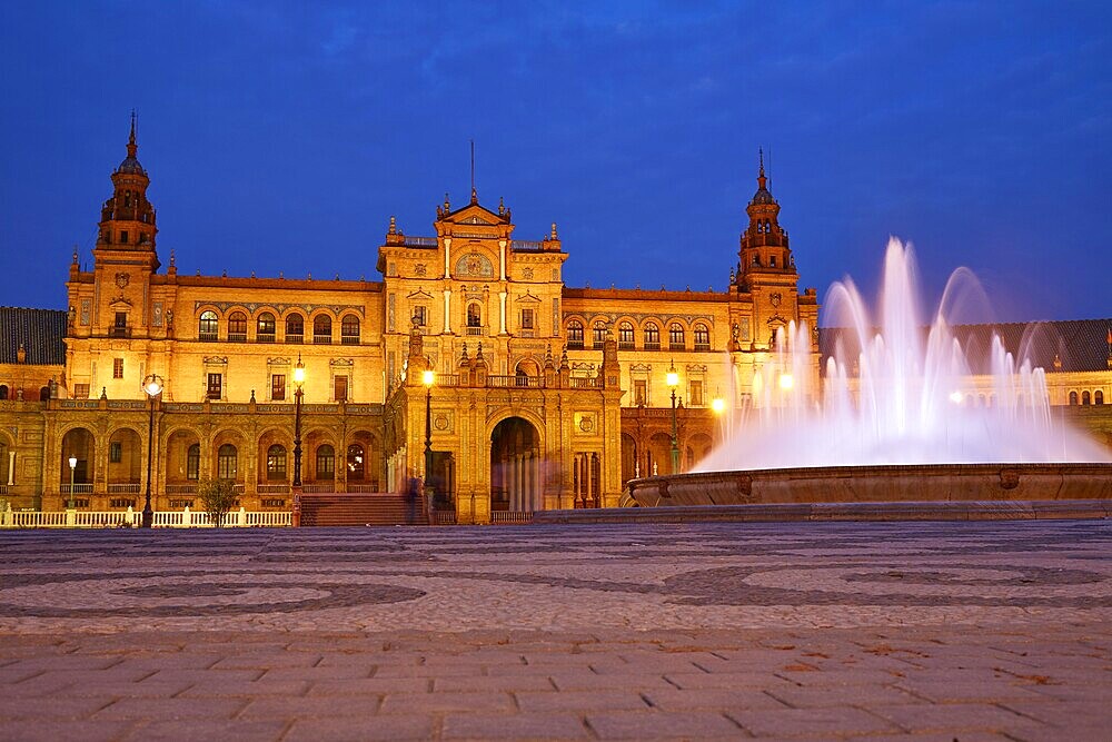 Seville Sevilla Plaza de Espana at sunset in Andalusia Spain square