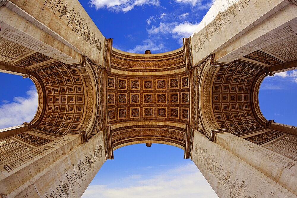Arc de Triomphe in Paris Arch of Triumph low angle view at France