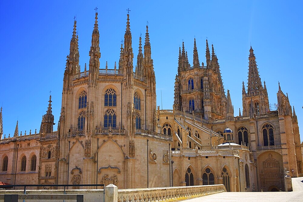 Burgos Cathedral rear facade in Saint James Way at Castilla Leon of Spain