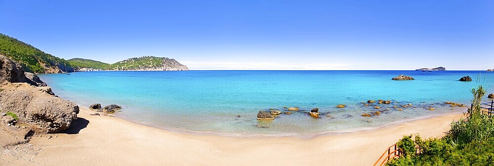 Aiguas Blanques Agua blanca Ibiza beach with turquoise water
