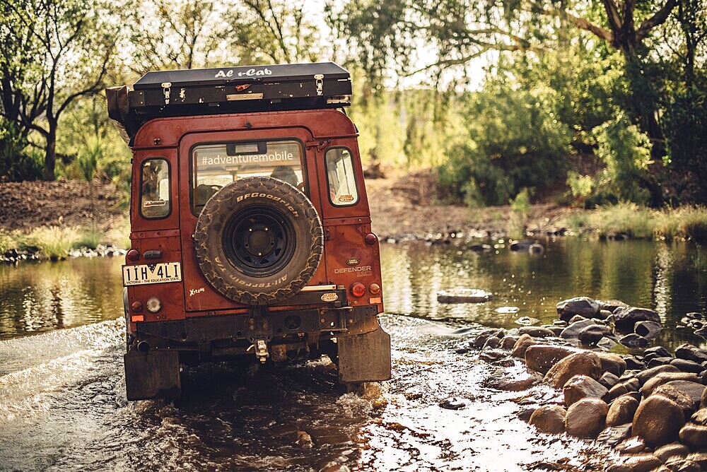 Landrover Defender four-wheel drive vehicle in the Australian outback