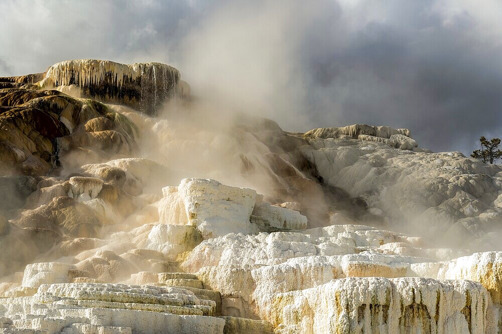 Landscape of Mammoth Hot Springs in Yellowstone National Park