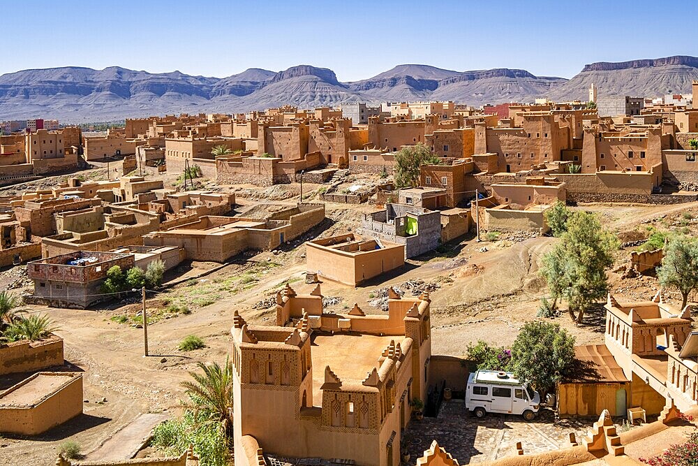 Village of mud houses, Nkob, Morocco, North Africa