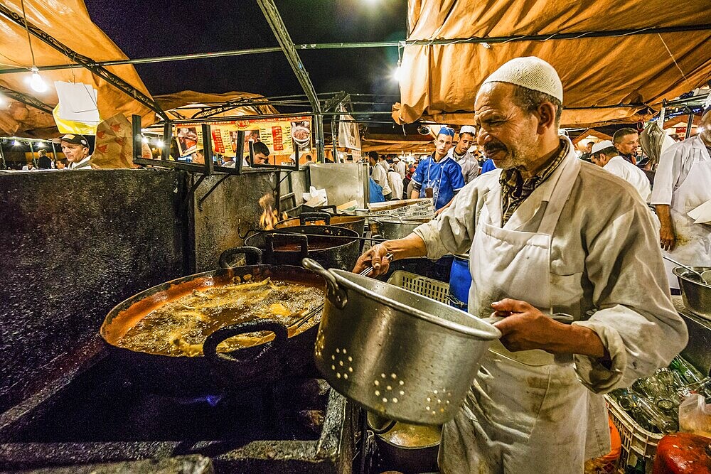 Street restaurants, Plaza Jamaa el Fna, Marrakech, Morocco, north of Africa, African continent