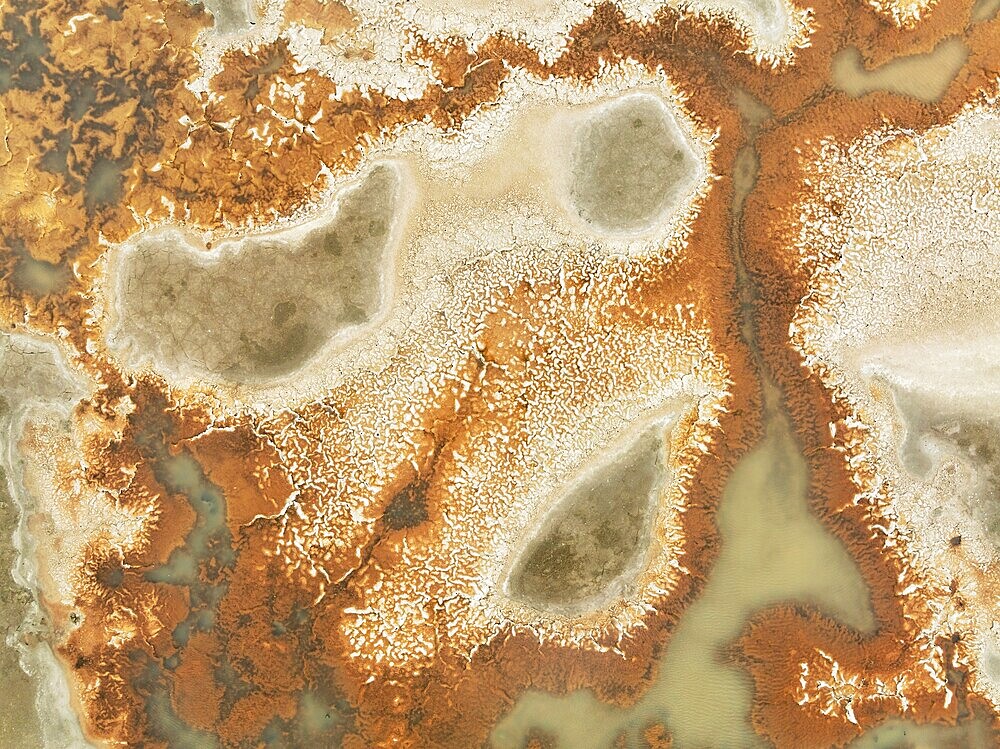 Salt marsh at the Skeleton Coast. Aerial view. Drone shot. Dorob National Park, Namibia