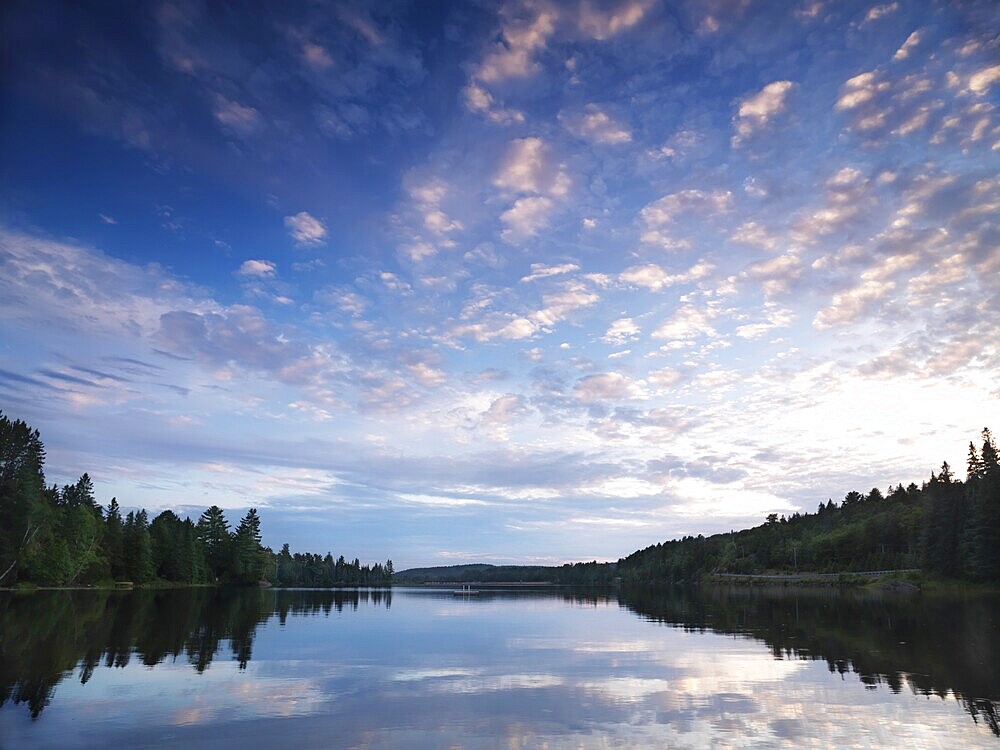 Algonquin Provincial Park summertime nature scenery of the Lake of Two Rivers at sunset. Ontario, Canada