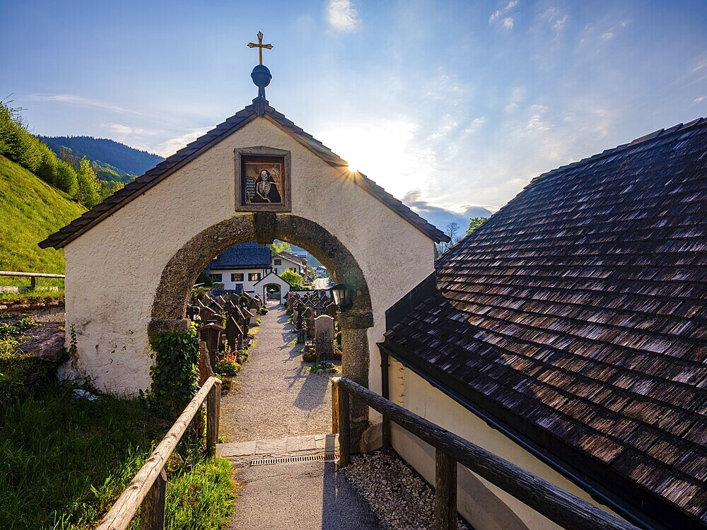 The old cemetery of the parish church of St Sebastian, Ramsau, Berchtesgadener Land, Upper Bavaria, Bavaria, Germany