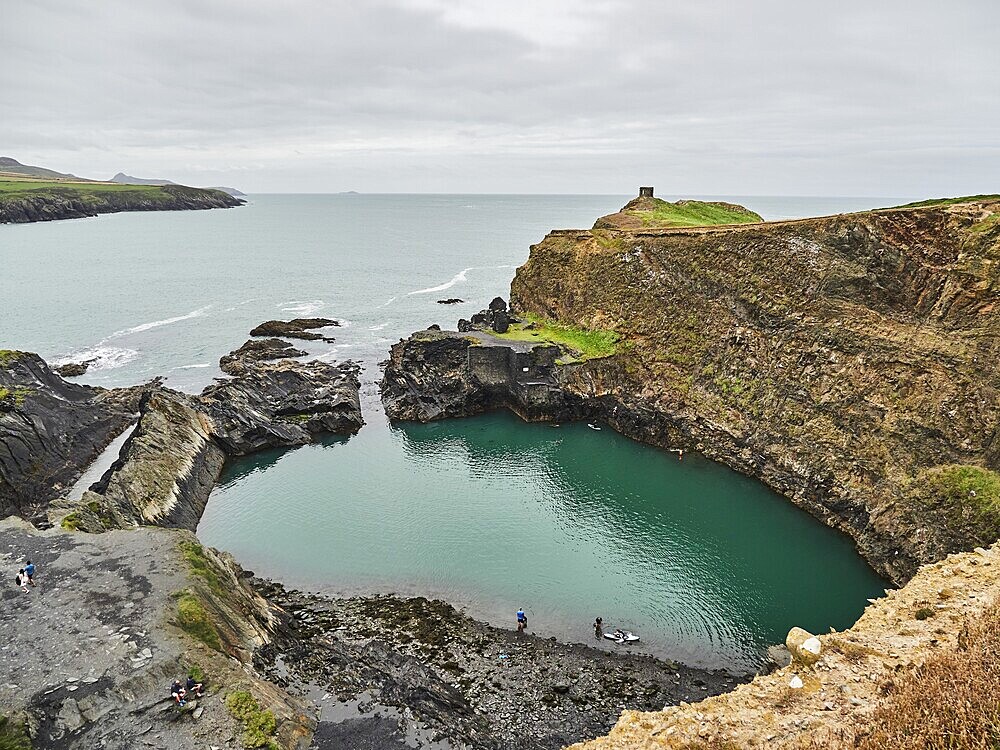 View of the Blue Lagoon, Abereiddy, Haverfordwest, Wales, UK