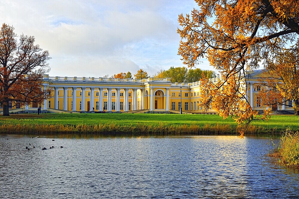 The Alexander Palace in Pushkin, Russia. Autumn landscape