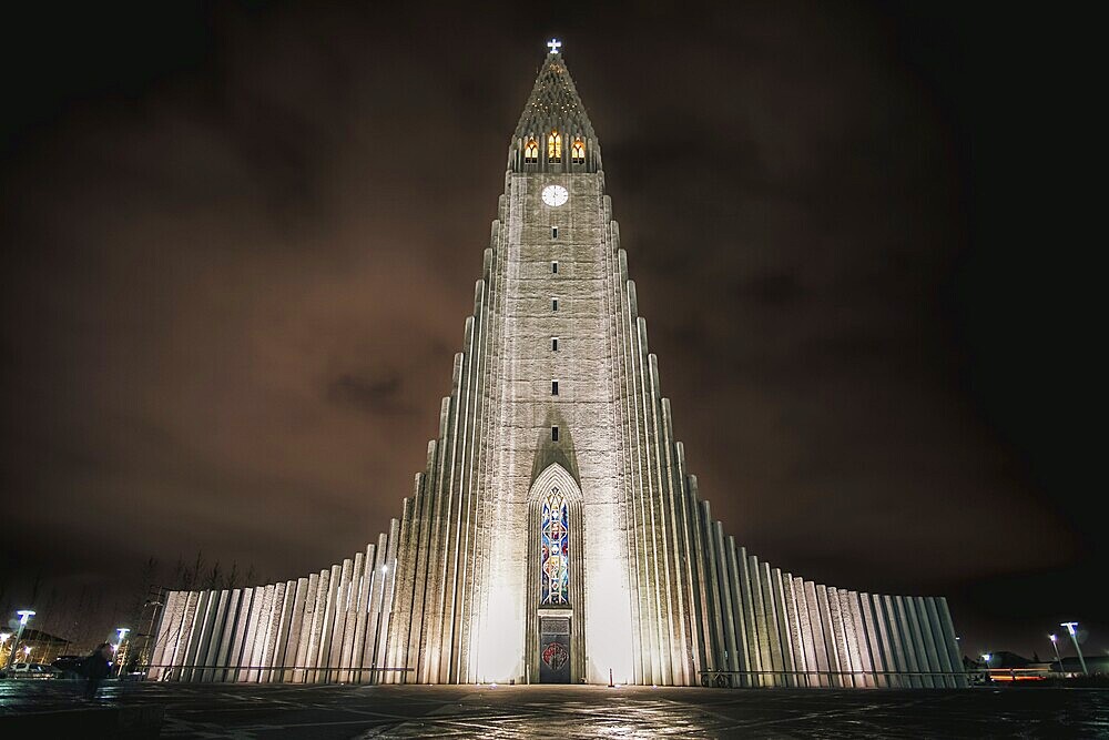 Hallgrimskirkja. A symmetrical masterpiece of concrete and light. Rejkjavik, Iceland