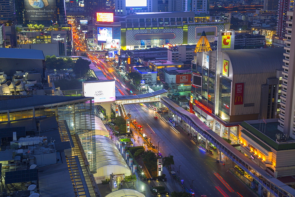 Elevated view of city skyline, Bangkok, Thailand, Southeast Asia, Asia