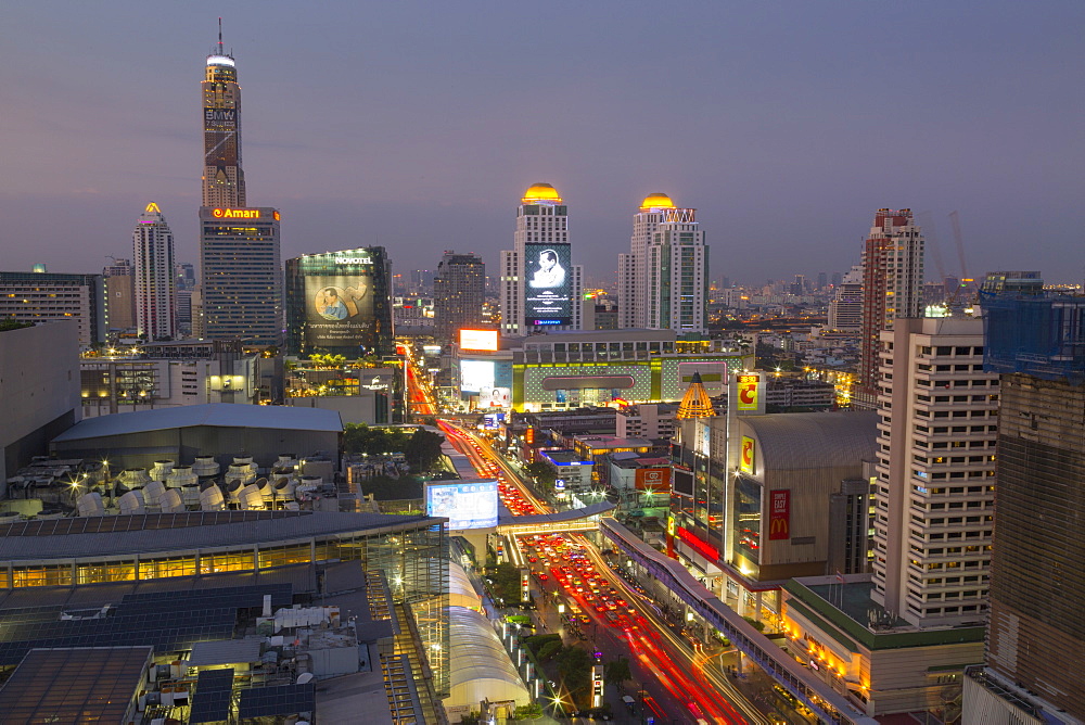 Elevated view of city skyline, Bangkok, Thailand, Southeast Asia, Asia