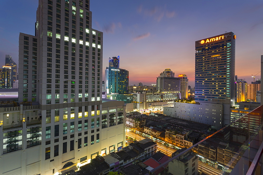 Elevated view of city skyline, Bangkok, Thailand, Southeast Asia, Asia