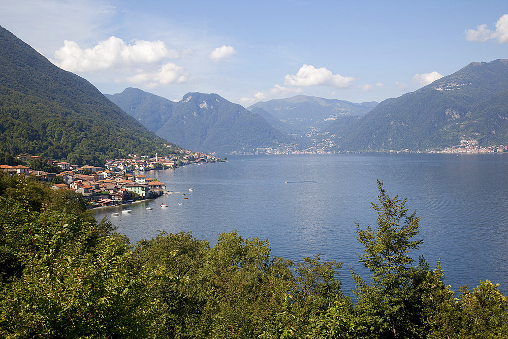 View of lakeside village, Lake Como, Lombardy, Italian Lakes, Italy, Europe