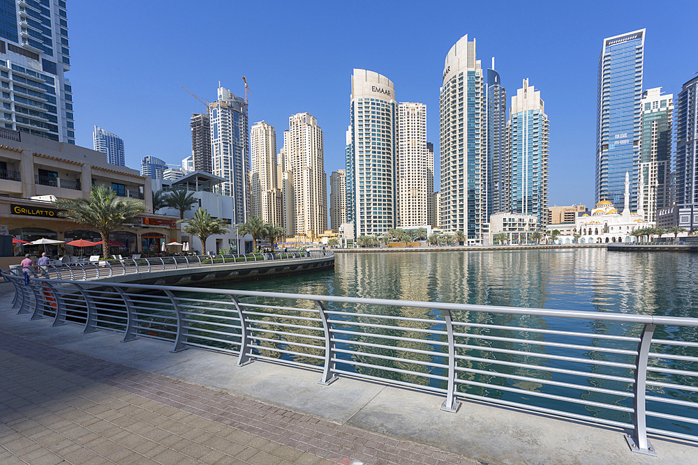 View of tall buildings in Dubai Marina, Dubai, United Arab Emirates, Middle East