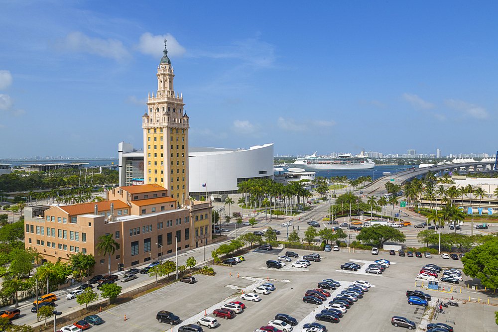 The Freedom Tower and American Airlines Arena in Downtown Miami, Miami, Florida, United States of America, North America