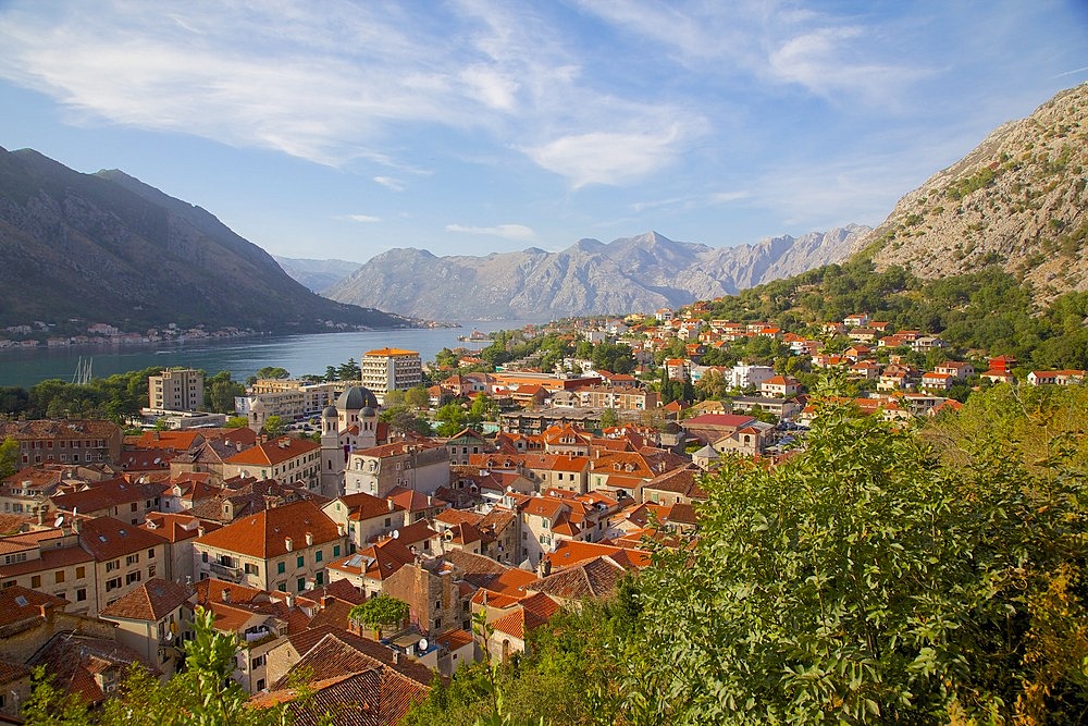 View over Old Town, Kotor, UNESCO World Heritage Site, Montenegro, Europe